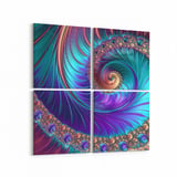 Olla 10126K4 Abstract Görsel Kare 4'lü Kanvas Tablo (Ölçü: 125X125)