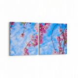 Olla 10593K2Y Ağaç Görseli Kare 2'li Yatay Kanvas Tablo (Ölçü: 125X60)