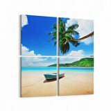 Olla 16422K4 Kumsal / Sahil Görseli Kare 4'lü Kanvas Tablo (Ölçü: 105X105)