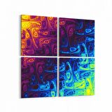 Olla 10387K4 Abstract Görsel Kare 4'lü Kanvas Tablo (Ölçü: 65X65)