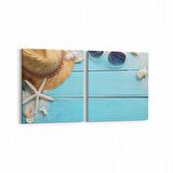 Olla 12921K2Y Deniz / Okyanus Görseli Kare 2'li Yatay Kanvas Tablo (Ölçü: 145X70)