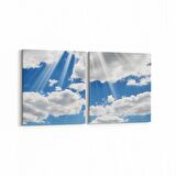 Olla 15674K2Y Gökyüzü Bulut Görseli Kare 2'li Yatay Kanvas Tablo (Ölçü: 65X30)