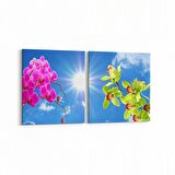 Olla 10643K2Y Ağaç Görseli Kare 2'li Yatay Kanvas Tablo (Ölçü: 145X70)