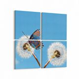 Olla 12670K4 Hayvanlar Alemi Görseli Kare 4'lü Kanvas Tablo (Ölçü: 65X65)