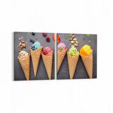 Olla 14977K2Y Gıda Görseli Kare 2'li Yatay Kanvas Tablo (Ölçü: 85X40)