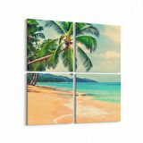 Olla 16601K4 Kumsal / Sahil Görseli Kare 4'lü Kanvas Tablo (Ölçü: 65X65)