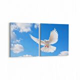 Olla 15881K2Y Gökyüzü Kuşlar Görseli Kare 2'li Yatay Kanvas Tablo (Ölçü: 105X50)