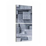 Olla 10015K2D Abstract 3 Boyut Görsel Kare 2'li Dikey Kanvas Tablo (Ölçü: 30X65)