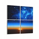 Olla 14685K4 Gece Gökyüzü Görseli Kare 4'lü Kanvas Tablo (Ölçü: 105X105)