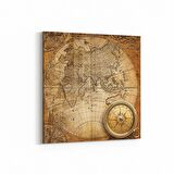 Olla 16225K Harita Görseli Kare Kanvas Tablo (Ölçü: 25X25)