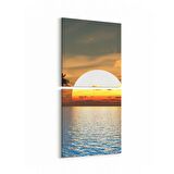 Olla 16030K2D Günbatımı Görseli Kare 2'li Dikey Kanvas Tablo (Ölçü: 30X65)