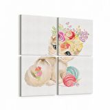 Olla 12727K4 Çocuk Odası Görseli 4'lü Kanvas Tablo (Ölçü: 65X65)