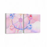 Olla 12698K2Y Çocuk Odası Görseli 2'li Yatay Kanvas Tablo (Ölçü: 85X40)