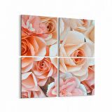 Olla 11626K4 Çiçek Görseli Kare 4'lü Kanvas Tablo (Ölçü: 65X65)