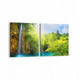 Olla 13752K2Y Doğa / Manzara Görseli Kare 2'li Yatay Kanvas Tablo (Ölçü: 85X40)