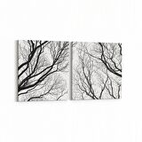 Olla 10884K2Y Ağaç Görseli Kare 2'li Yatay Kanvas Tablo (Ölçü: 125X60)