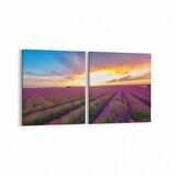 Olla 16094K2Y Günbatımı Görseli Kare 2'li Yatay Kanvas Tablo (Ölçü: 65X30)