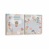 Olla 12760K2Y Çocuk Odası Görseli 2'li Yatay Kanvas Tablo (Ölçü: 85X40)