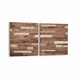 Olla 11998K2Y Ahşap Desen Görseli Kare 2'li Yatay Kanvas Tablo (Ölçü: 85X40)