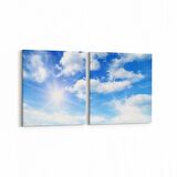 Olla 15804K2Y Gökyüzü Bulut Görseli Kare 2'li Yatay Kanvas Tablo (Ölçü: 145X70)