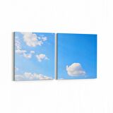 Olla 15487K2Y Gökyüzü Bulut Görseli Kare 2'li Yatay Kanvas Tablo (Ölçü: 85X40)