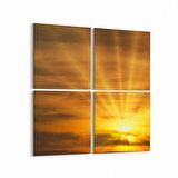 Olla 15923K4 Günbatımı Görseli Kare 4'lü Kanvas Tablo (Ölçü: 145X145)