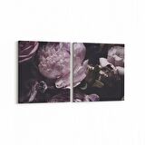 Olla 11783K2Y Çiçek Görseli Kare 2'li Yatay Kanvas Tablo (Ölçü: 85X40)