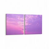 Olla 15996K2Y Günbatımı Görseli Kare 2'li Yatay Kanvas Tablo (Ölçü: 85X40)