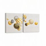 Olla 10407K2Y Abstract Görsel Kare 2'li Yatay Kanvas Tablo (Ölçü: 65X30)