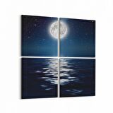 Olla 14734K4 Gece Gökyüzü Görseli Kare 4'lü Kanvas Tablo (Ölçü: 145X145)