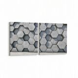 Olla 10020K2Y Abstract 3 Boyut Görsel Kare 2'li Yatay Kanvas Tablo (Ölçü: 85X40)