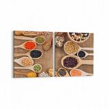 Olla 15035K2Y Gıda Görseli Kare 2'li Yatay Kanvas Tablo (Ölçü: 65X30)