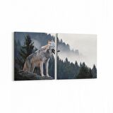 Olla 12675K2Y Hayvanlar Alemi Görseli Kare 2'li Yatay Kanvas Tablo (Ölçü: 125X60)