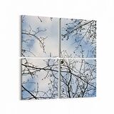 Olla 10927K4 Ağaç Görseli Kare 4'lü Kanvas Tablo (Ölçü: 145X145)