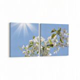 Olla 10765K2Y Ağaç Görseli Kare 2'li Yatay Kanvas Tablo (Ölçü: 145X70)