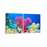 Olla 12984K2Y Deniz / Okyanus Görseli Kare 2'li Yatay Kanvas Tablo (Ölçü: 105X50)