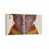 Olla 16856K2Y Model / Manken Görseli 2'li Yatay Kanvas Tablo (Ölçü: 145X70)