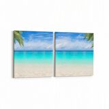 Olla 16516K2Y Kumsal / Sahil Görseli Kare 2'li Yatay Kanvas Tablo (Ölçü: 145X70)
