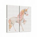 Olla 12713K4 Çocuk Odası Görseli 4'lü Kanvas Tablo (Ölçü: 145X145)