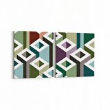 Olla 10017K2Y Abstract 3 Boyut Görsel Kare 2'li Yatay Kanvas Tablo (Ölçü: 125X60)