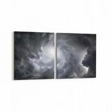 Olla 14762K2Y Gece Gökyüzü Görseli Kare 2'li Yatay Kanvas Tablo (Ölçü: 65X30)