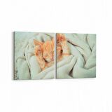 Olla 12684K2Y Hayvanlar Alemi Görseli Kare 2'li Yatay Kanvas Tablo (Ölçü: 125X60)