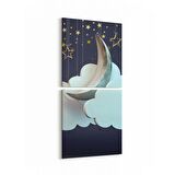 Olla 12818K2D Çocuk Odası Görseli 2'li Dikey Kanvas Tablo (Ölçü: 30X65)