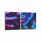 Olla 16876K2Y Model / Manken Görseli 2'li Yatay Kanvas Tablo (Ölçü: 65X30)