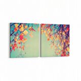 Olla 10709K2Y Ağaç Görseli Kare 2'li Yatay Kanvas Tablo (Ölçü: 145X70)