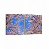 Olla 10697K2Y Ağaç Görseli Kare 2'li Yatay Kanvas Tablo (Ölçü: 85X40)