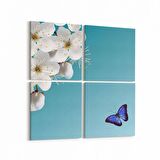 Olla 10536K4 Ağaç Görseli Kare 4'lü Kanvas Tablo (Ölçü: 125X125)