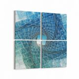 Olla 10268K4 Abstract Girdap Görsel Kare 4'lü Kanvas Tablo (Ölçü: 65X65)