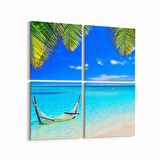 Olla 16532K4 Kumsal / Sahil Görseli Kare 4'lü Kanvas Tablo (Ölçü: 65X65)