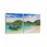 Olla 13828K2Y Doğa / Manzara Görseli Kare 2'li Yatay Kanvas Tablo (Ölçü: 145X70)